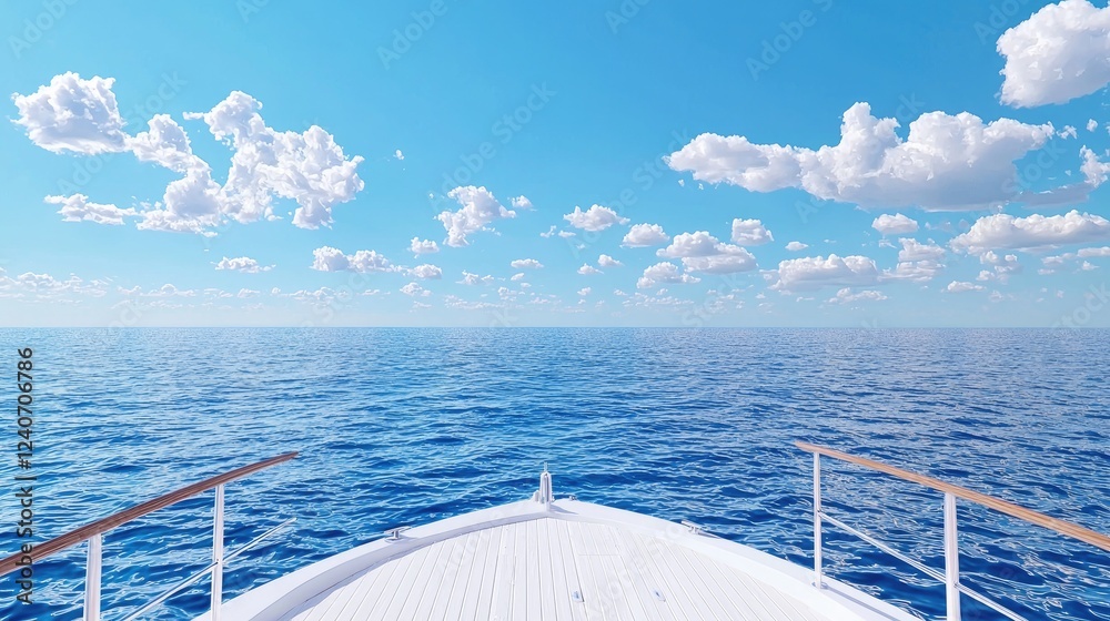 Obraz premium Yacht deck ocean cruise sunny sky clouds