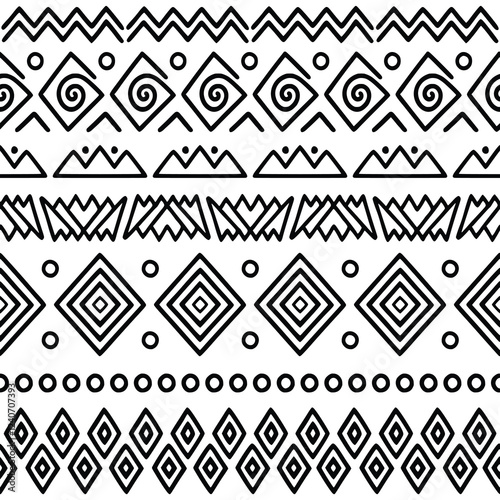 Seamless pattern, ethnic hand drawn background, vector design