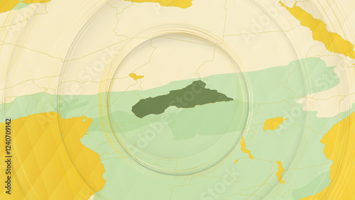 Abstract Map of Central African Republic and Surrounding Regions with Circular Patterns.