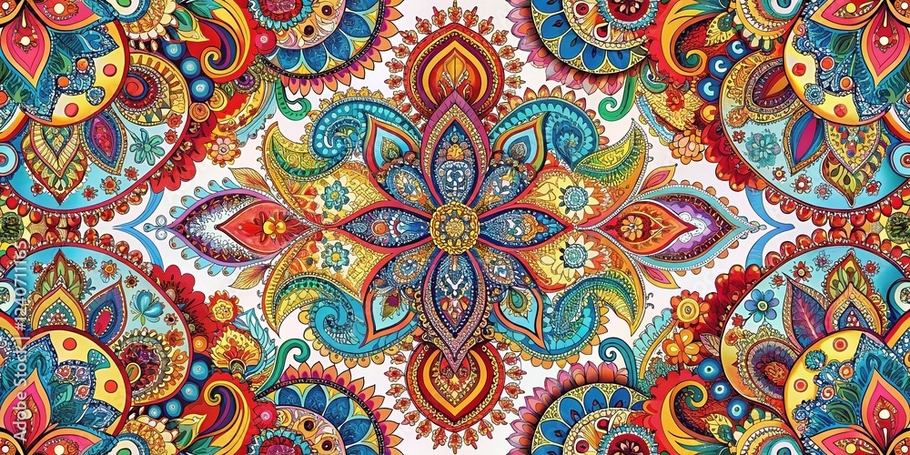 Kaleidoscopic Paisley Patterns Unleash Vibrant Hues and Abstract Symmetry Kaleidoscopic Paisley Patterns Unleash Vibrant Hues and Abstract Symmetry