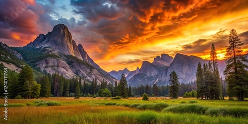 Majestic Zumwalt Meadow silhouette, Kings Canyon. photo