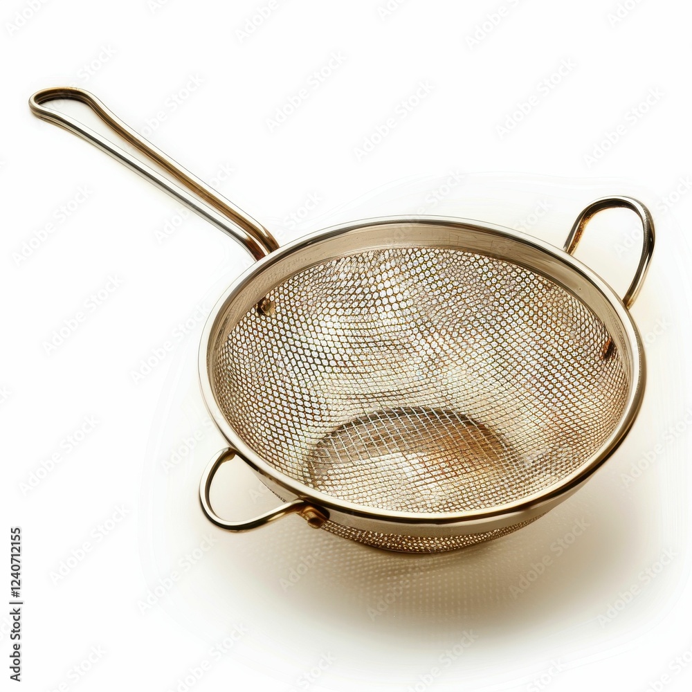Stainless steel mesh strainer for kitchen use. Stainless steel mesh strainer for kitchen use.