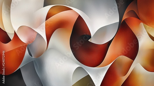 Abstract Swirling Shapes Flowing in Orange and Brown Shades
