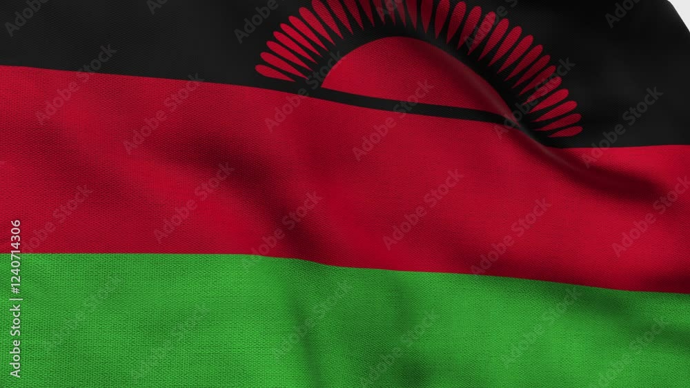 High detailed flag of Malawi. National Malawi flag. Africa. 3D Render.