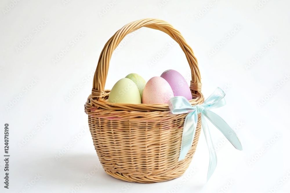 Naklejka premium Easter Basket with Colorful Eggs