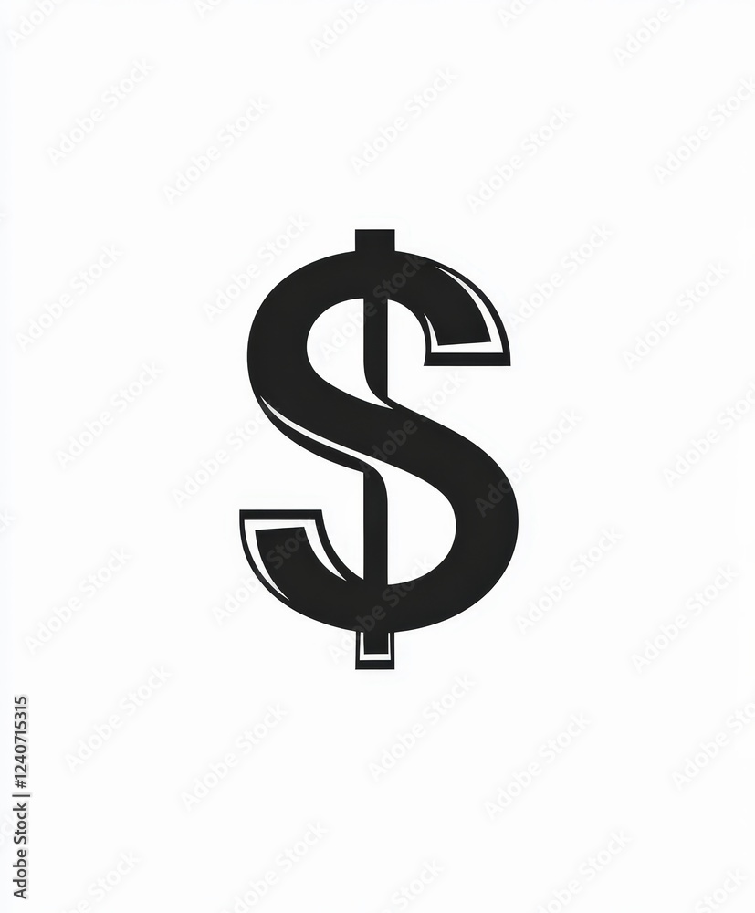 Bold Black Dollar Sign Icon on White Background for Financial Concepts Bold Black Dollar Sign Icon on White Background for Financial Concepts