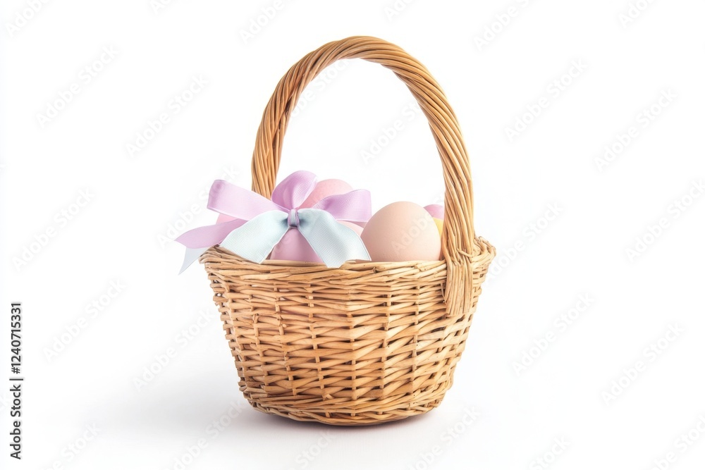 Charming Easter Basket with Pastel Eggs Charming Easter Basket with Pastel Eggs