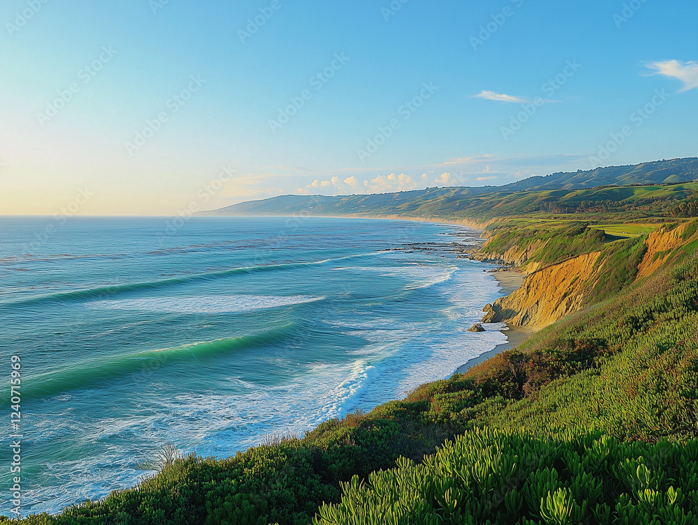 Obraz premium Breathtaking ocean view captures timeless beauty of horizon. 