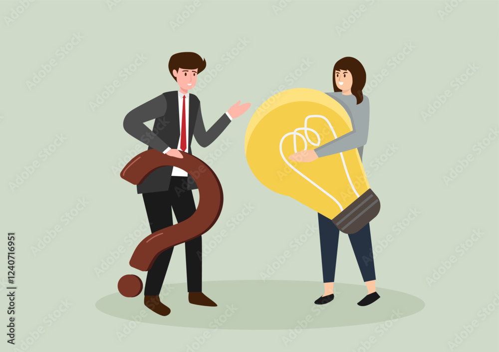 A businessman gives a light bulb to a colleague who is running out of ideas and wondering what to do next. A businessman gives a light bulb to a colleague who is running out of ideas and wondering what to do next.