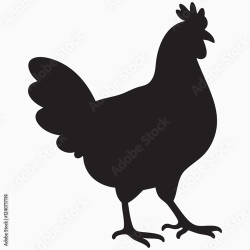 chicken isolated on white silhouette