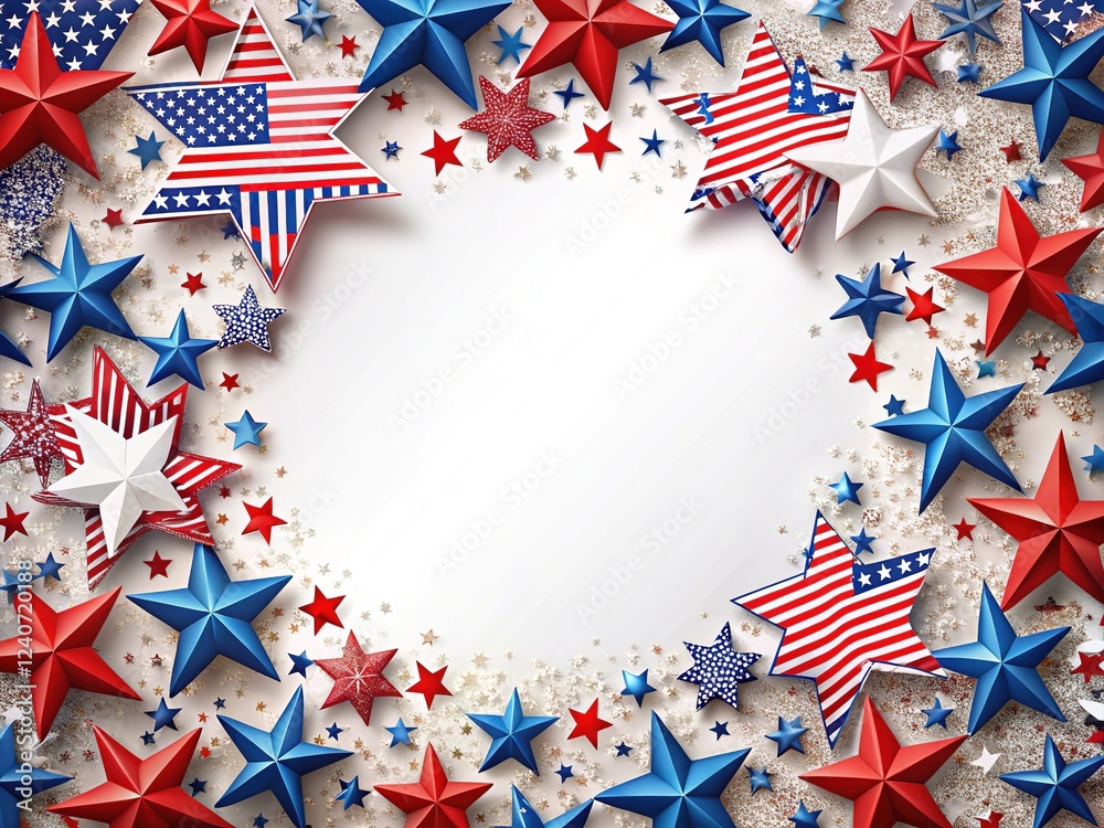Obraz premium White background with patriotic stars and stripes border