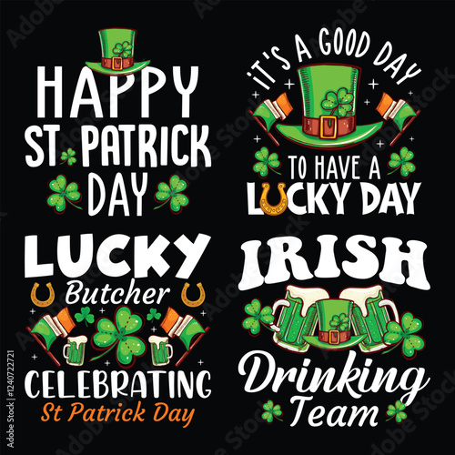 St Patrick's Day Bundle Typography T-shirt design.