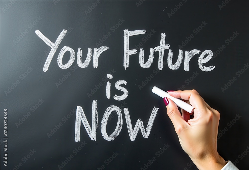 Write Your Future Now: Chalk Writes 'Your Future Is Now' on Blackboard Motivational quotes best for wall art or print Write Your Future Now: Chalk Writes 'Your Future Is Now' on Blackboard Motivational quotes best for wall art or print