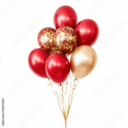 Colorful Balloons with Red and Gold Accents for Celebrations