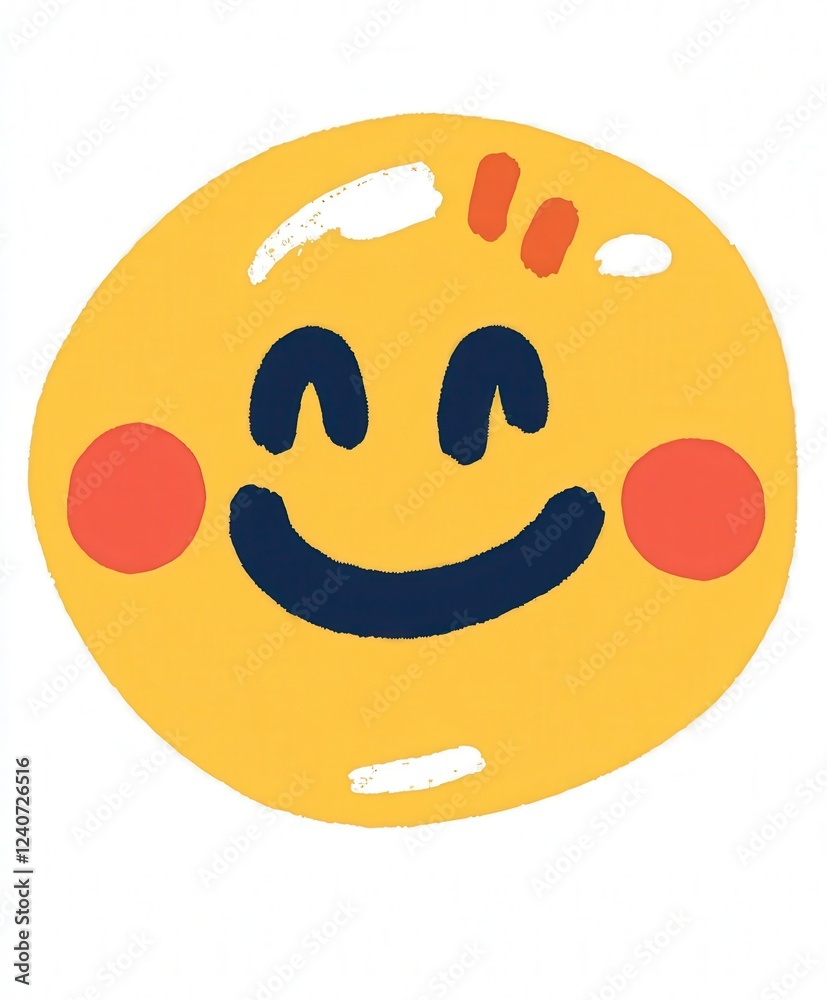 Fototapeta premium Cheerful Hand-drawn Smiley Face with Colorful Features