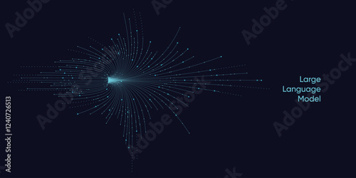 Illustration of abstract stream. Artificial intelligence. Big data, technology, AI, data transfer, data flow, large language model, generative AI	
