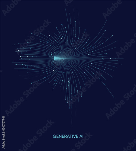 Illustration of abstract stream. Artificial intelligence. Big data, technology, AI, data transfer, data flow, large language model, generative AI	
