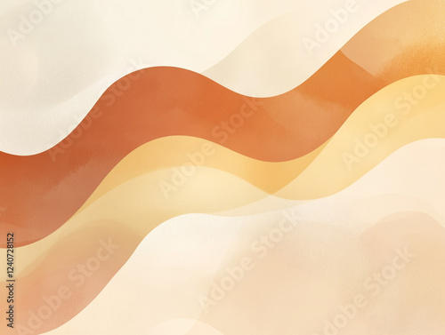 A warm abstract background with flowing, layered curves in shades of orange and gold. The soft gradients and smooth transitions create a dynamic yet harmonious composition