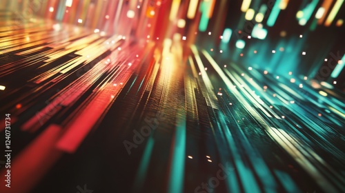 Abstract Colorful Light Trails on Dark Background for Design Use