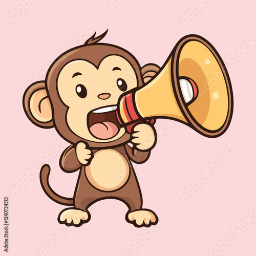 A cartoon monkey holding megaphone vector illustration 