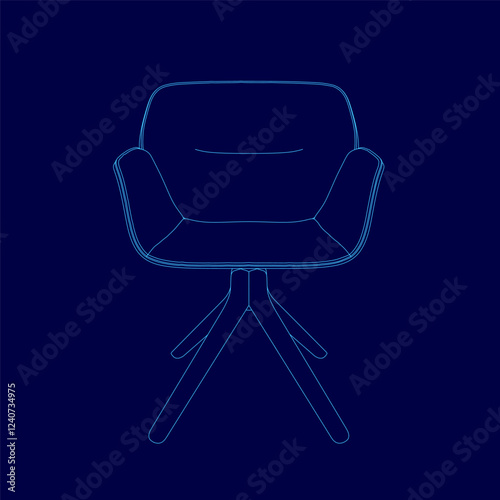 A chair is shown in a blue color. The chair is made of wood and has a modern design. The chair is shown in a blue image, which gives it a minimalist and sleek appearance