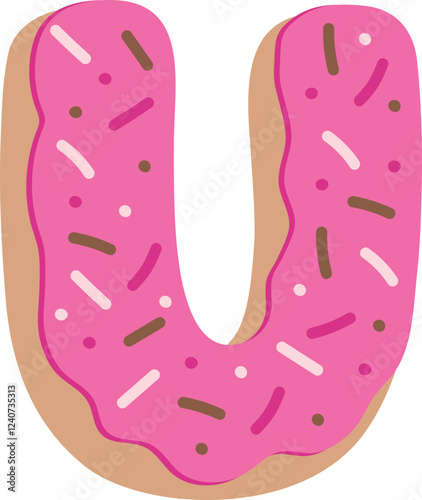 Strawberry Donut Dipped Cream Baked Alphabet U