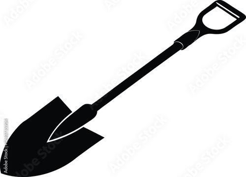 shovel silhouette ,shovel simple flat vector