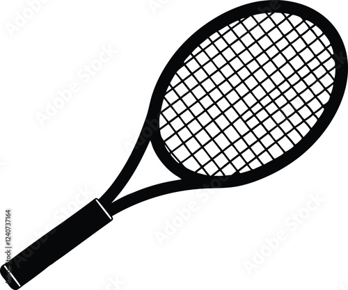 Tennis racket silhouette,Tennis racket and ball silhouette icon vector