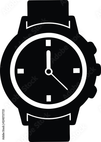 wrist watch vector silhouette.wristwatch and bracelet flat vector icon