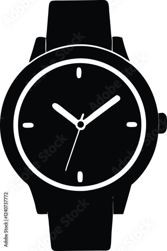 wrist watch vector silhouette.wristwatch and bracelet flat vector icon