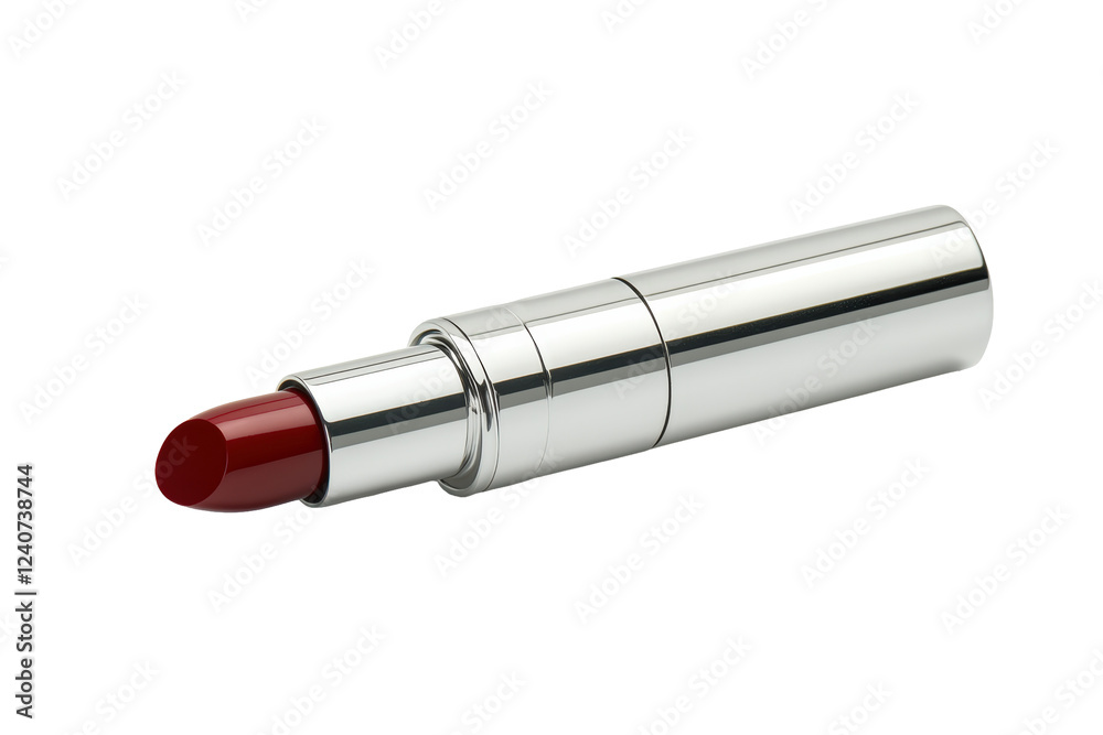 Isolated Dark Red Lipstick in Silver Tube Isolated Dark Red Lipstick in Silver Tube