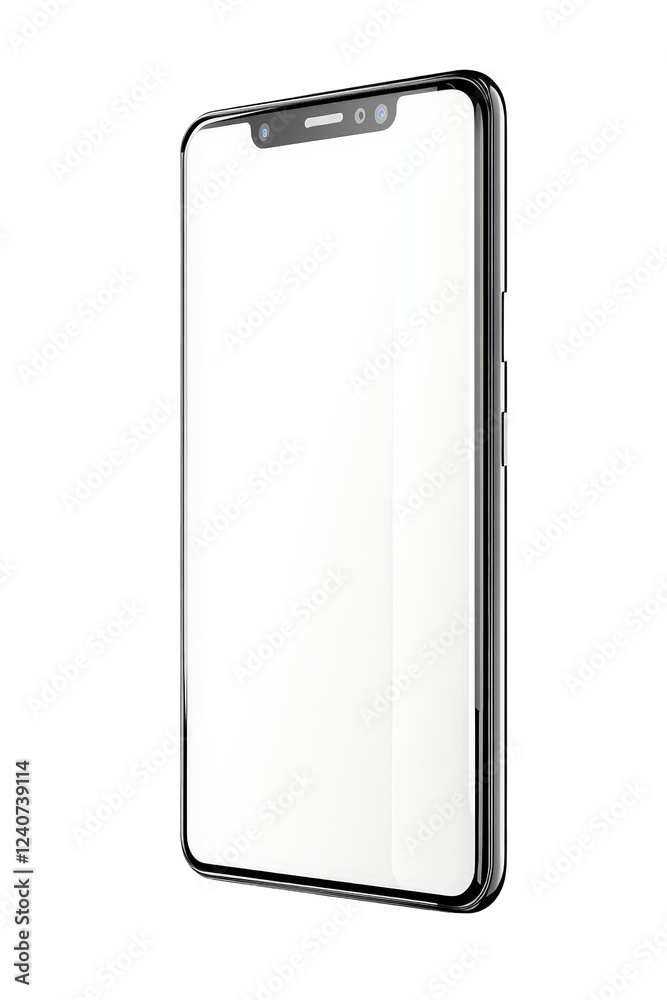 Isolated Modern Smartphone with White Screen Isolated Modern Smartphone with White Screen