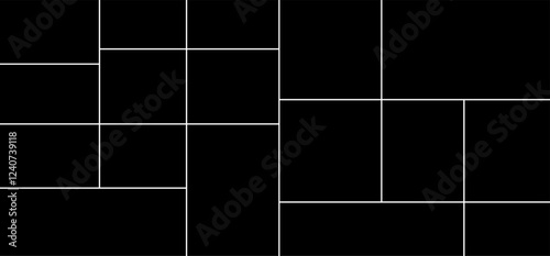 Vector empty photo frame. Collage template for 17 pictures. Frames for memory.
