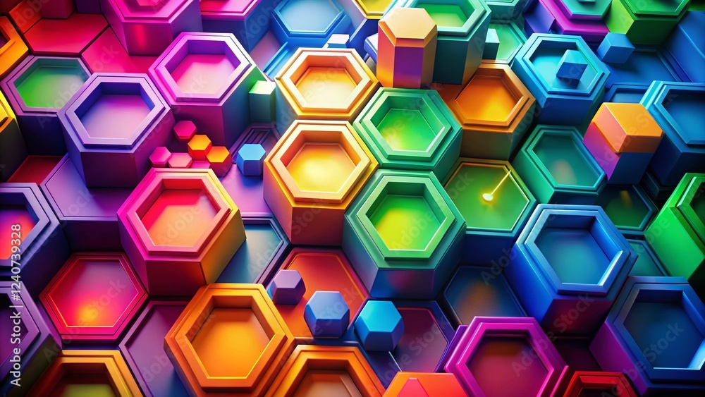 Abstract Colorful Hexagon Arrow Pattern Background Stock Photo Abstract Colorful Hexagon Arrow Pattern Background Stock Photo