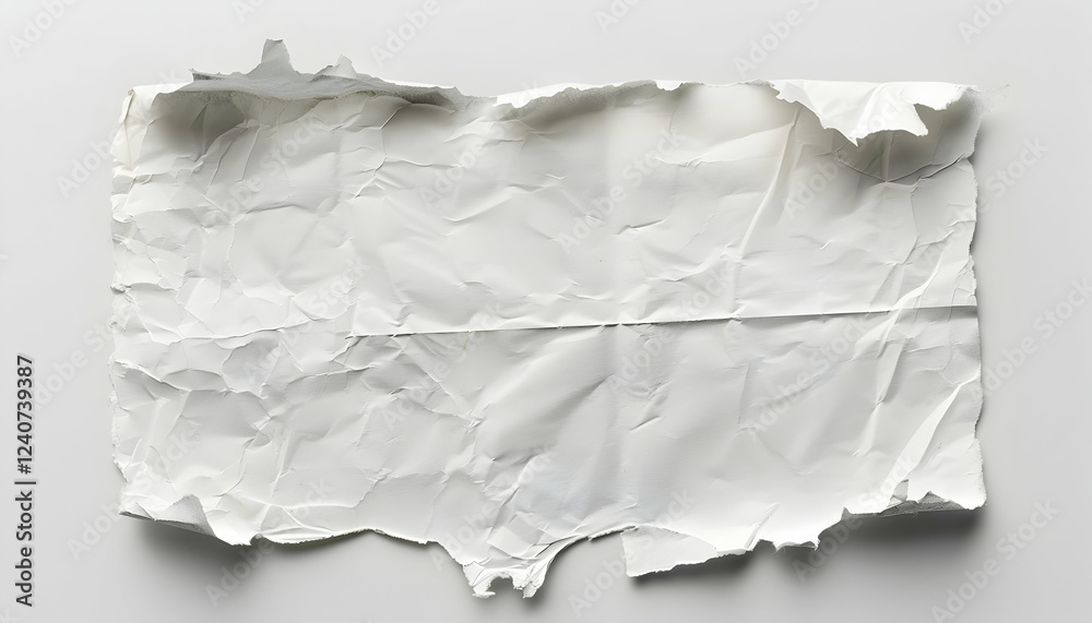 Crumpled white paper on a clean surface, creating a textured background for creative use Crumpled white paper on a clean surface, creating a textured background for creative use