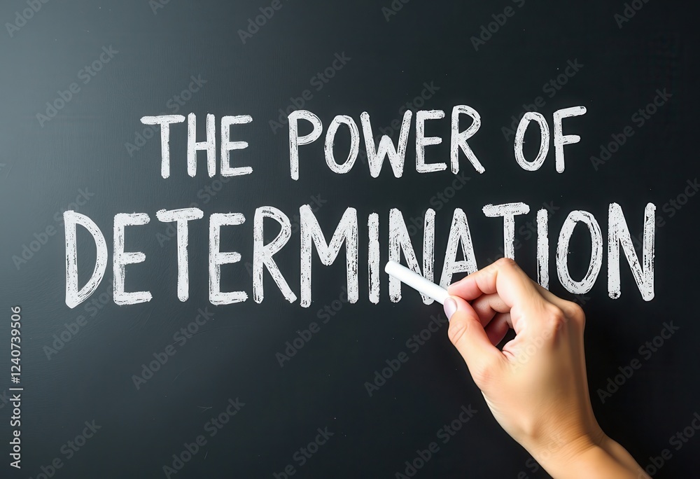 The Power of Determination Shines Bright on a Blackboard with White Chalk Contrast Motivational quotes best for wall art or print The Power of Determination Shines Bright on a Blackboard with White Chalk Contrast Motivational quotes best for wall art or print