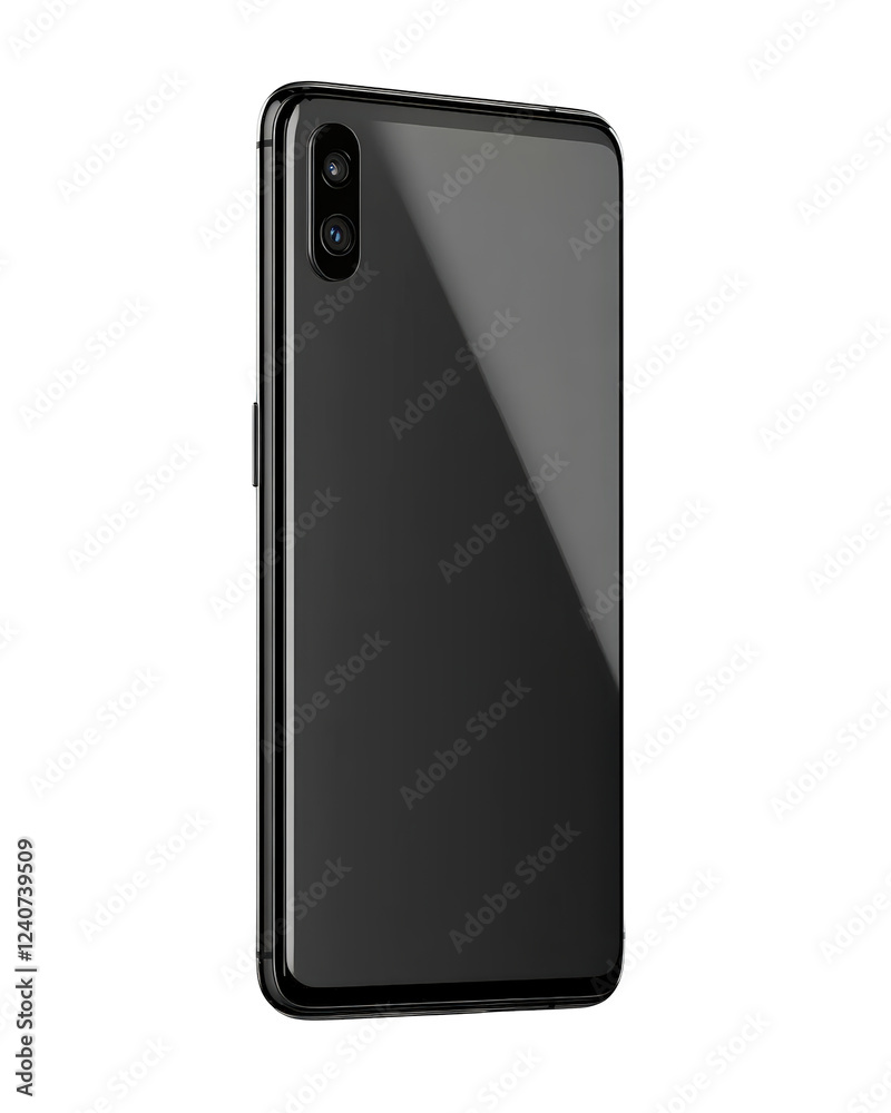 Isolated Dark Smartphone Back View with Dual Cameras Isolated Dark Smartphone Back View with Dual Cameras