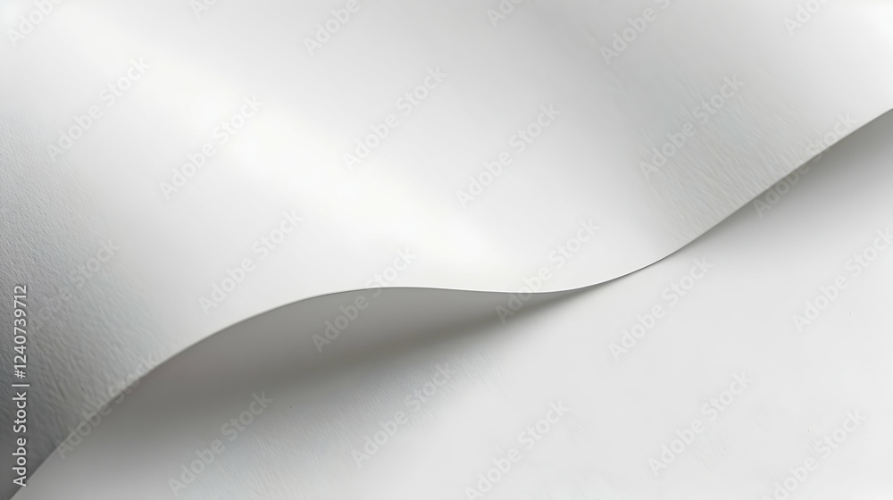 Smooth, flowing white paper sheet creating elegant curves against a soft backdrop, ideal for backgrounds