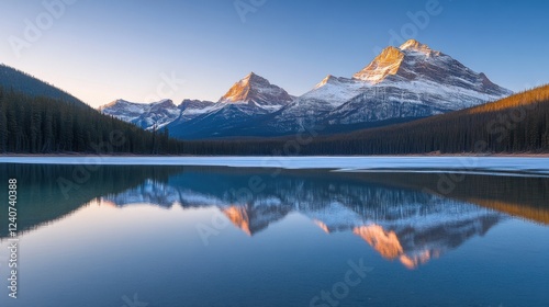 Wallpaper Mural Serene mountain landscape reflecting in pristine lake at sunrise Torontodigital.ca