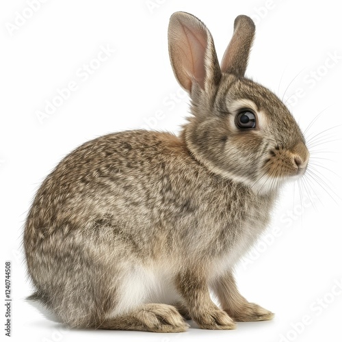 Cute rabbit sitting with alert expression. photo