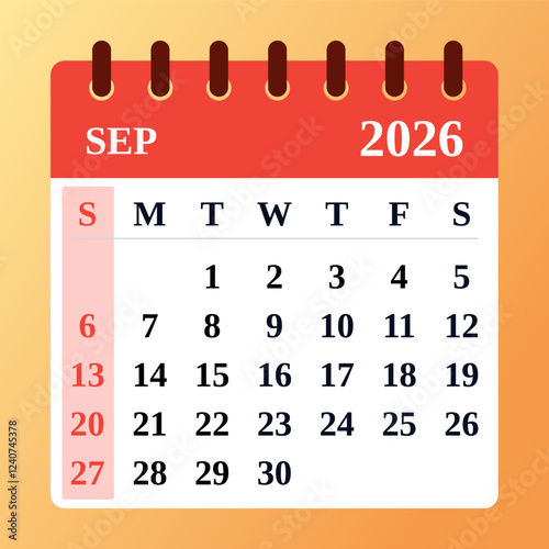 September 2026 Calendar and Productivity Map. Sep 2026 Monthly Calendar and Planner, Strategic September 2026 Time Planner. Flat illustration