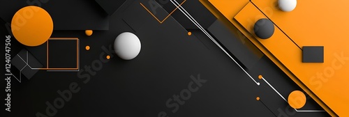 A modern Twitter post template with geometric elements and a sleek monochrome design