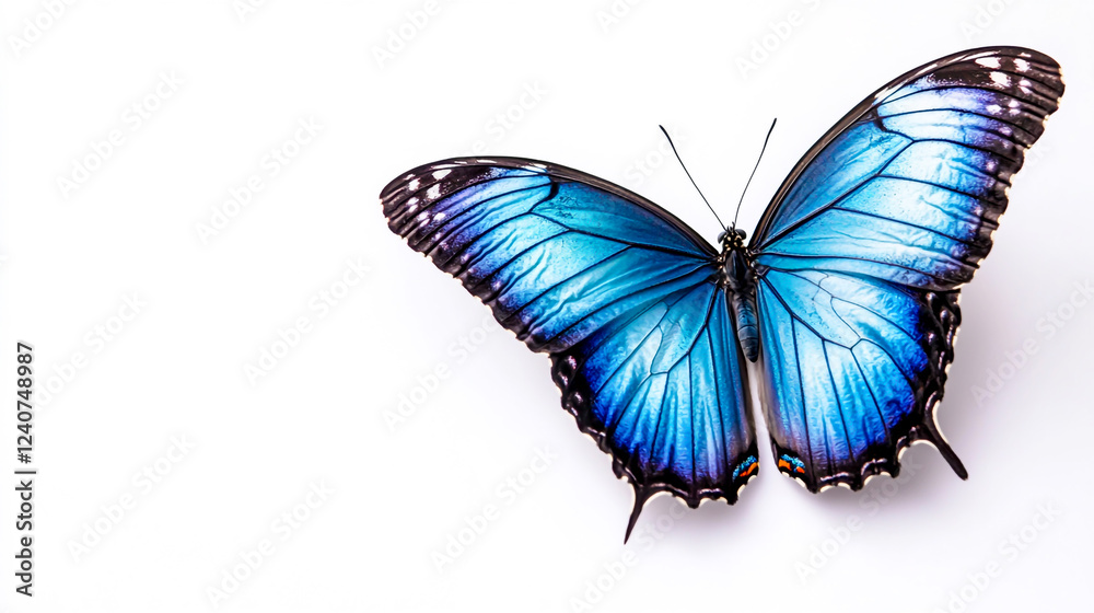 Beautiful blue butterfly isolated on a white background, high-resolution photography Beautiful blue butterfly isolated on a white background, high-resolution photography