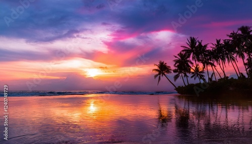 Tropical Seascape Silhouette Under Twilight