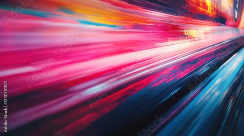 Dynamic Light Trails in Urban Setting Creating Colorful Motion Effect