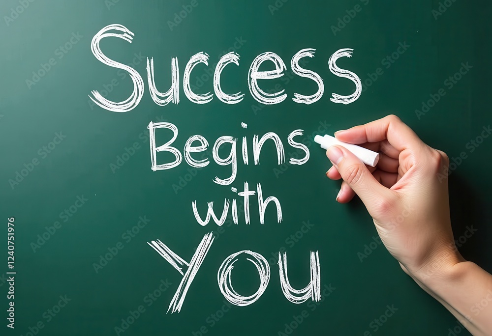 Write Your Success Story: 'Success Begins With You' on a Green Chalkboard Motivational quotes best for wall art or print Write Your Success Story: 'Success Begins With You' on a Green Chalkboard Motivational quotes best for wall art or print