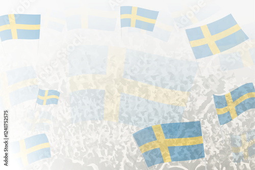 Celebratory Crowd with Sweden Flags Background