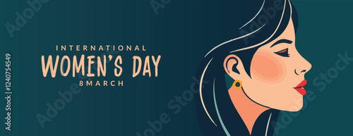 A happy wamen's day wishes or greeting card banner or poster design  silhouette, womens rights, equality, girls, template, with women face, stylish hair Vector illustration clip art  advertising, 