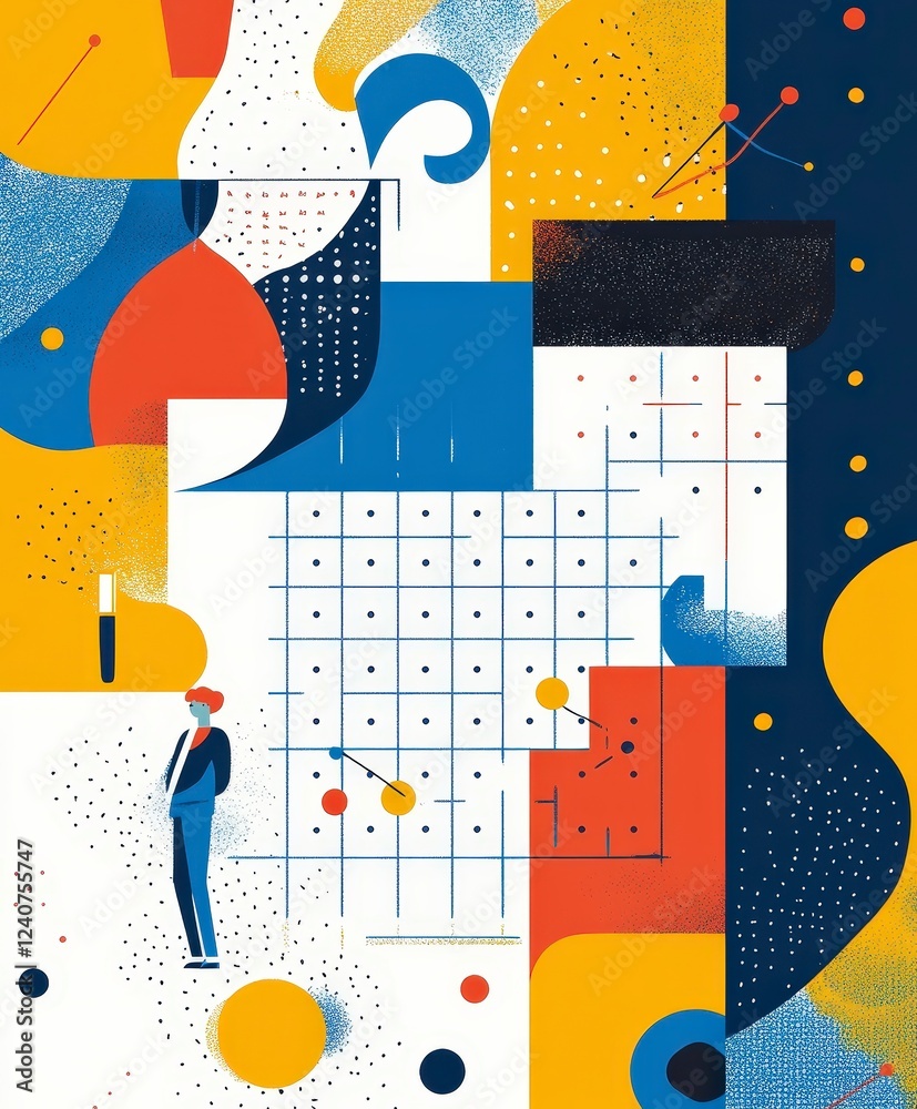 Fototapeta premium Abstract Geometric Illustration with Bold Colors and Modern Elements