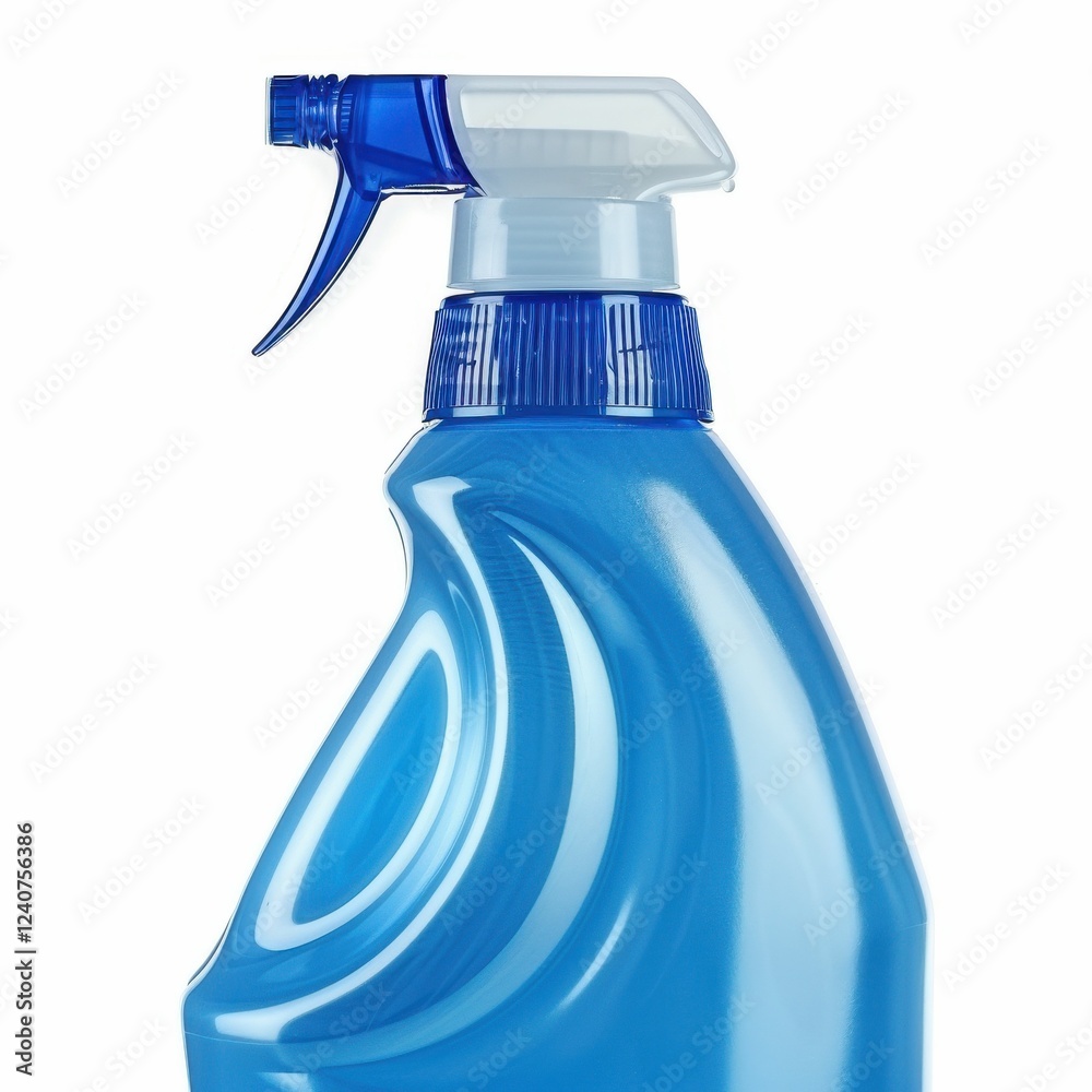 Blue cleaning spray bottle with nozzle design. Blue cleaning spray bottle with nozzle design.